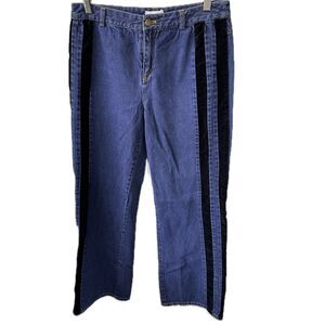 Vintage Forenza 100% Cotton Dual Side Black Velvet Stripes Straight Leg Jeans 8